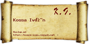 Kossa Iván névjegykártya