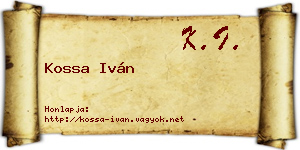 Kossa Iván névjegykártya